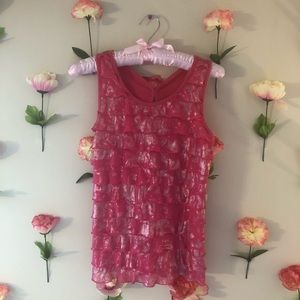 Pink Ruffle Tank Top